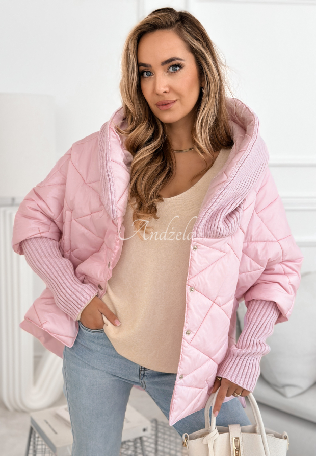 Bunda oversize s kapucňou Sancha svetloružov&aacute;