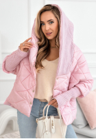 Bunda oversize s kapucňou Sancha jasnoróżowa