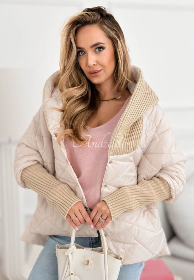 Bunda oversize s kapucňou Sancha svetlo b&eacute;žov&yacute;
