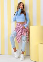 Krátka Blúzka longsleeve New Outfits blankytná