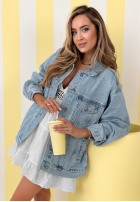 Krátka Bunda džínsová Never Again modrá