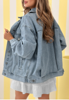 Krátka Bunda džínsová Never Again modrá