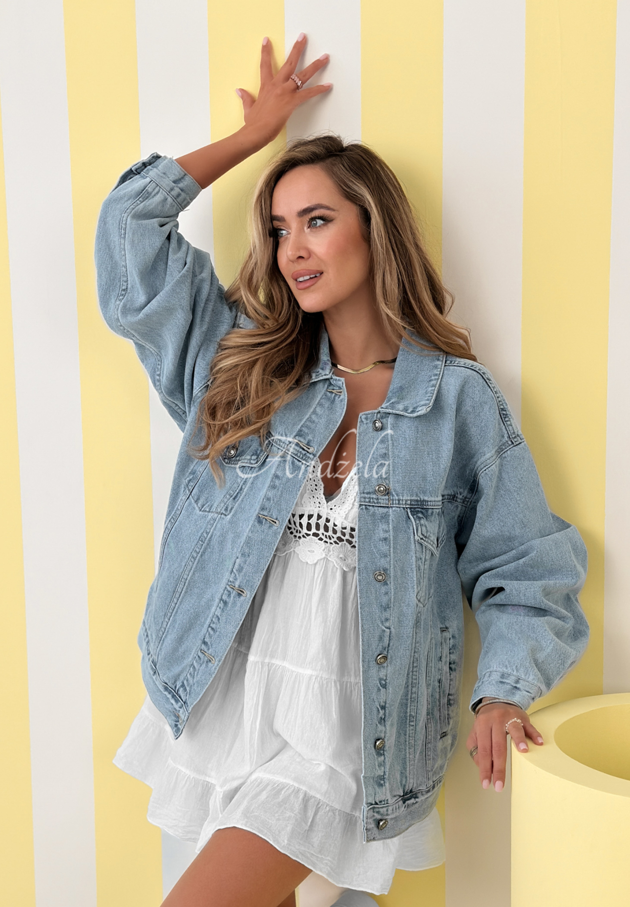 Džínsová bunda Never Again modrá