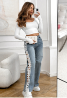 Nohavice džínosové straight z koronkowymi lampasami On Point Fit svetlomodré