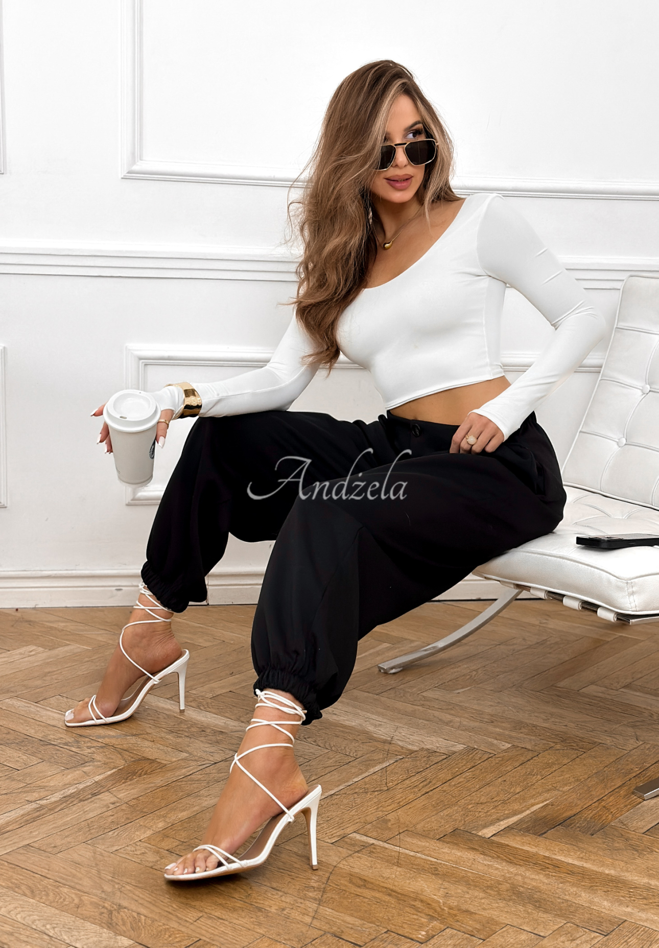 Viskózové nohavice s manžetami What You Wanted čierne