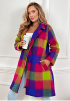 Kabát z kołnierzem w kratę Spring Sunrise fioletowo-žltá