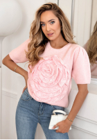 Sveter z kwiatem na krótki rukáv Breeze Of Nature ružový
