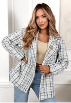 Tweedowy Kabát w kratę Alive Again modrý