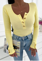 Bawełniana prążkowana Blúzka z ozdobnymi guzikami Playdate žltá