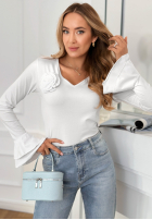 Bawełniana Blúzka z różą i falbanką You Know Why Biela