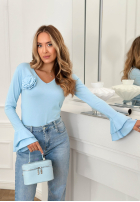 Bawełniana Blúzka z różą i falbanką You Know Why blankytná