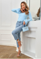 Bawełniana Blúzka z różą i falbanką You Know Why blankytná