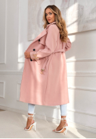 Dlhý Kabát z paskiem Changing Of Seasons púdrovo ružová