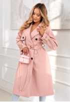 Dlhý Kabát z paskiem Changing Of Seasons púdrovo ružová