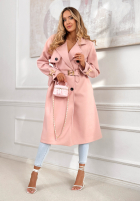 Dlhý Kabát z paskiem Changing Of Seasons púdrovo ružová