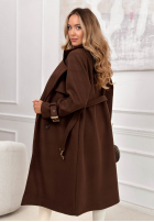 Dlhý dvojradový kabát s opaskom Changing Of Season čokoládový