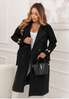 Dlhý dvojradový kabát s opaskom Changing Of Season čierne