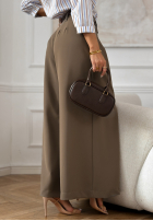 Eleganckie Nohavice wide leg z paskiem Begin Doing Mokka