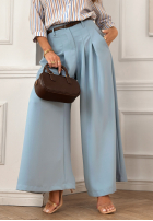 Eleganckie Nohavice wide leg z paskiem Begin Doing blankytné