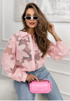 Koronkowa Košeľa Subtle And Flowery púdrovo ružová