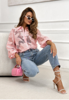 Koronkowa Košeľa Subtle And Flowery púdrovo ružová