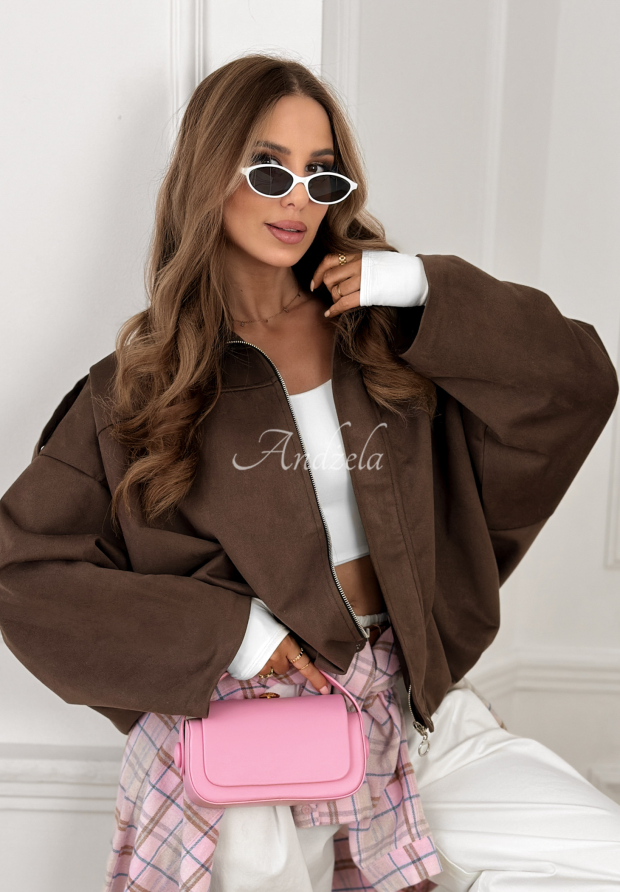 Semi&scaron;ov&aacute; oversize bomber bunda Early Season čokol&aacute;dov&aacute;