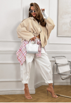 Zamszowa Bunda bomberka oversize Early Season béžová