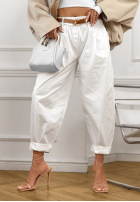 Nohavice džínosové balloon z paskiem Only This Time ecru