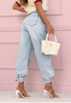 Nohavice džínosové banana z przeszyciami As You Like modré