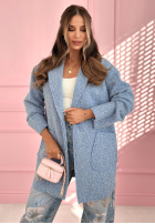 Dlhý Kabát z kołnierzem The March Winds blankytný