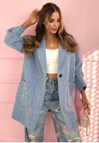 Dlhý Kabát z kołnierzem The March Winds blankytný