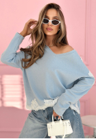 Bawełniana Blúzka z koronką Softness And Lace blankytná