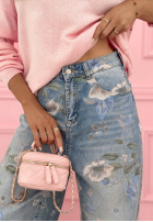 Nohavice džínosové mom fit w kwiecisty print Take Your Time modré