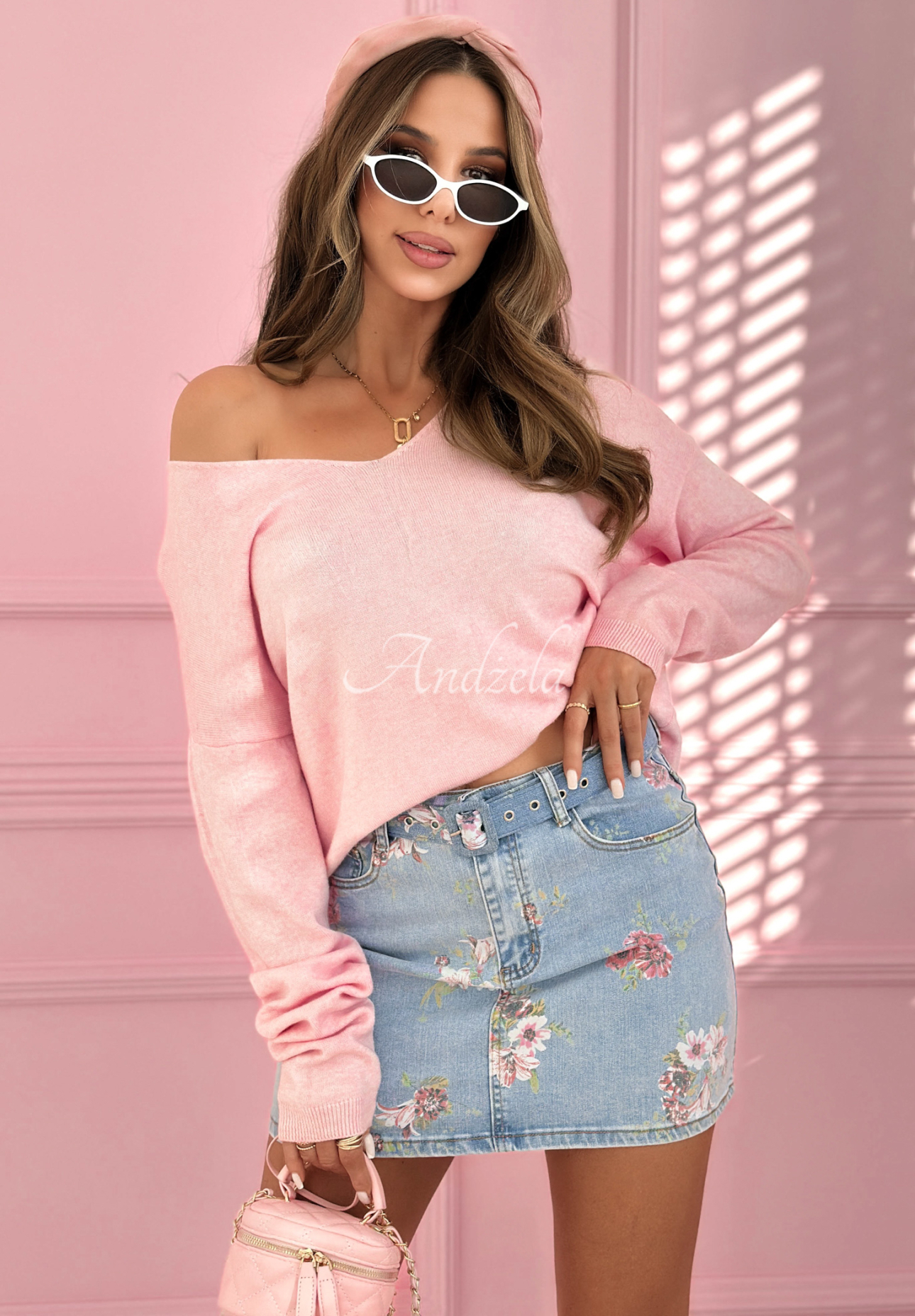 Džínsová sukňa mini s kvetmi Denim &amp; Flowers svetlomodrá