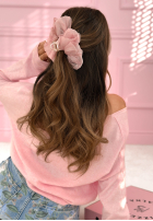 Tiulowa Sponka klamra do włosów kokarda čierna