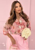 Kwiecista Košeľa z wiązaniem Blooming Touch modrá