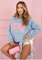Ocieplana Mikina z napisem French Riviera blankytná