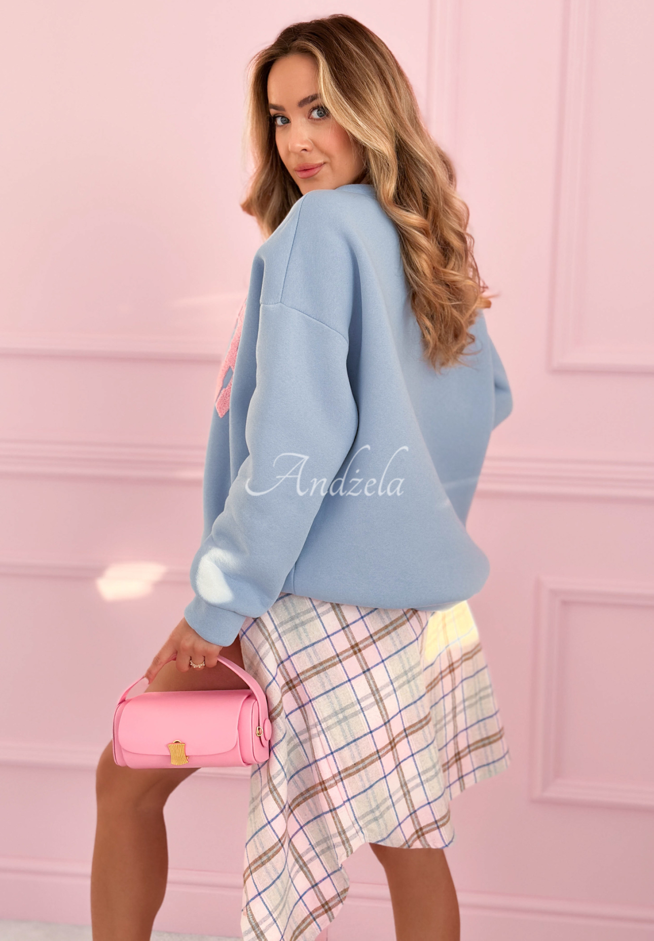 Bavlnená mikina s nápisom French Riviera blankytná