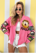 Bunda bomberka z nadrukami The Red Cat ružová