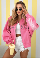 Bunda bomberka z naszywkami The Rabbit Lady ružová