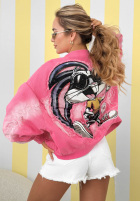 Bunda bomberka z naszywkami The Rabbit Lady ružová