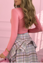 Krátka prążkowana Blúzka z kwadratowym dekoltem Wasn’t Ready ružová