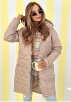 Długa Bunda s kapucňou Spring Mood žltá