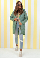 Długa Bunda s kapucňou Spring Mood žltá