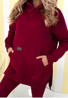 Mikina z kieszenią i kapturem Siempre bordová II