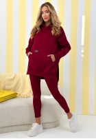 Mikina z kieszenią i kapturem Siempre bordová II