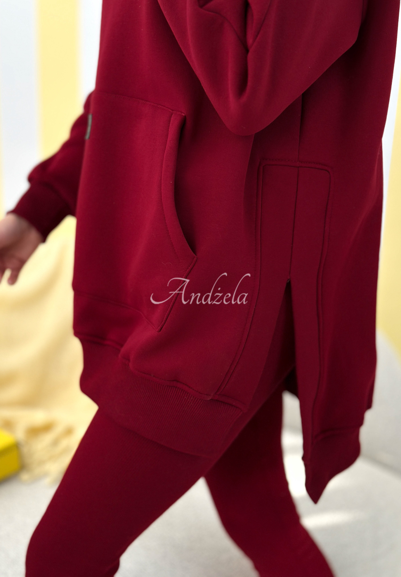 Mikina s vreckom s kapucňou Siempre bordová II