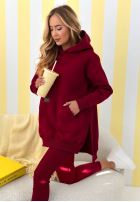 Mikina z kieszenią i kapturem Siempre bordová II