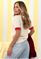 Miękki Sveter z wisienkami Cherry Sweet Girl ecru