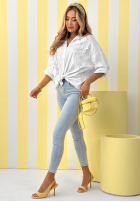 Košeľa z naszytymi kwiatami April Flowers ecru